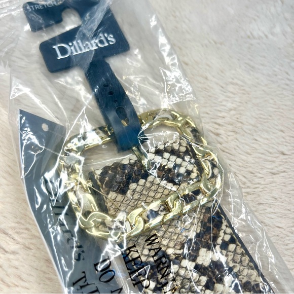 NWT Dillard’s Neutral Snake Embossed Stretch Belt M/L - Picture 6 of 13